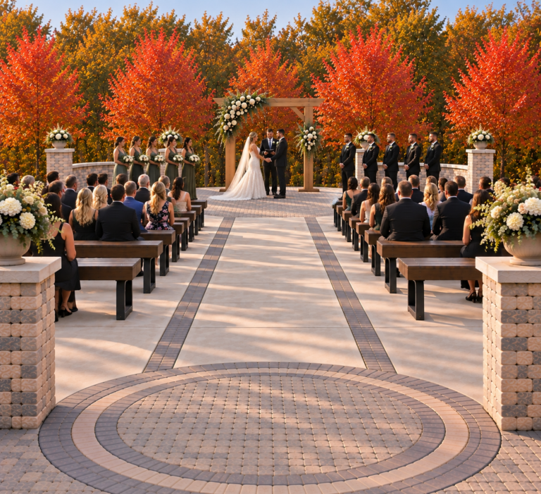 wedding ceremony in fall